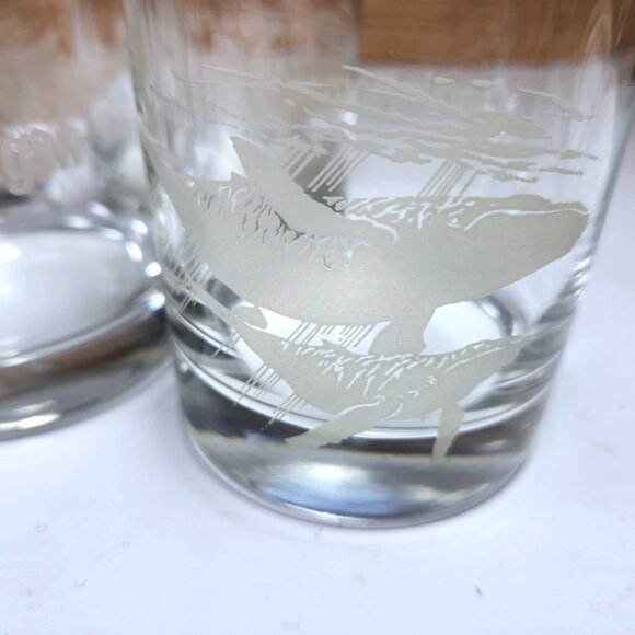 Captain Morgan Rock Glasses Etched Design of Humpback Whales Set of 5 Cocktail - Picture 5 of 9